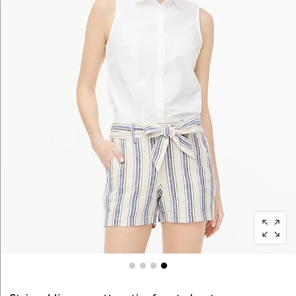 💙‎ J Crew Striped linen-cotton tie-front shorts Hillerod Stripe Natural - Picture 2 of 6